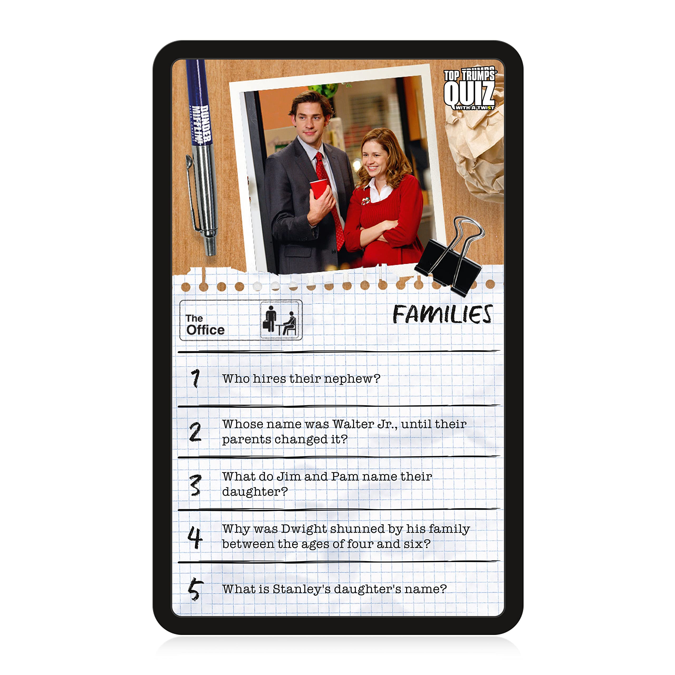 Top Trumps The Office US Quiz Game, 500 questions to test your knowledge and memory on Dwight, Angela, Kelly, Kevin, Stanley, Phyllis and Michael Scott himself, gift for ages 12 plus - Image 3