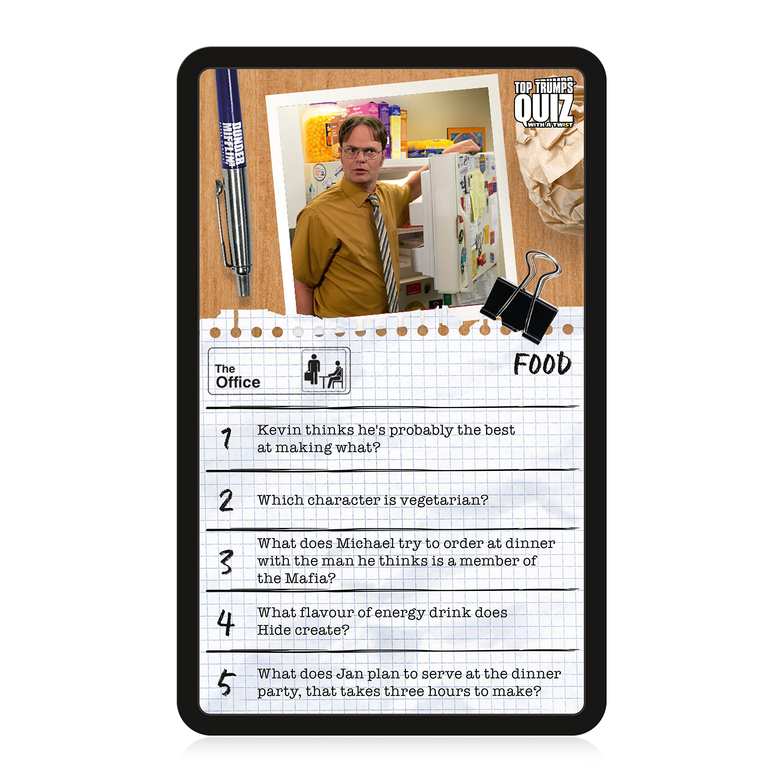 Top Trumps The Office US Quiz Game, 500 questions to test your knowledge and memory on Dwight, Angela, Kelly, Kevin, Stanley, Phyllis and Michael Scott himself, gift for ages 12 plus - Image 5
